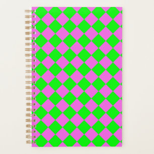 Agenda Patrón de diamante del verificador verde rosa
