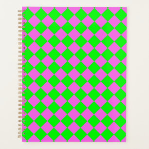 Agenda Patrón de diamante del verificador verde rosa