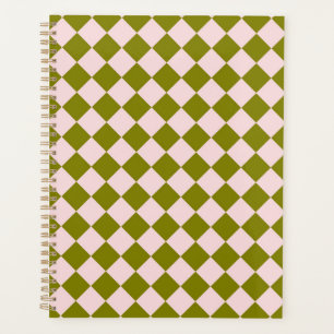 Agenda Patrón de diamante del verificador verde rosa