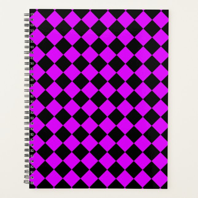 Agenda Patrón de diamante negro morado (Anverso)