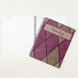Agenda Patrón de diamante negro retro púrpura personaliza