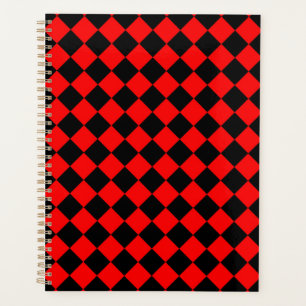 Agenda Patrón de diamante negro rojo
