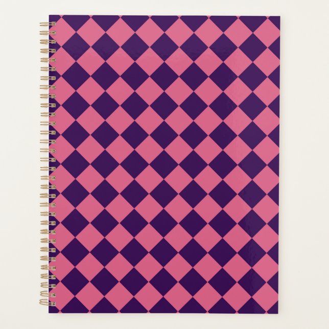 Agenda Patrón de diamante Pink Purple Checker (Anverso)