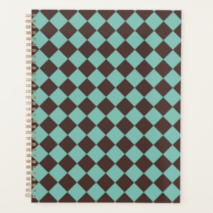 Agenda Patrón de diamante Verde azulado marrón