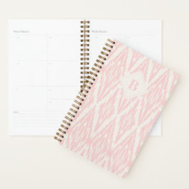 Agenda Patrón de diamantes de ikat en monograma rosa past
