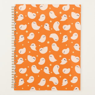 Agenda Patrón de dibujo del fantasma del naranja