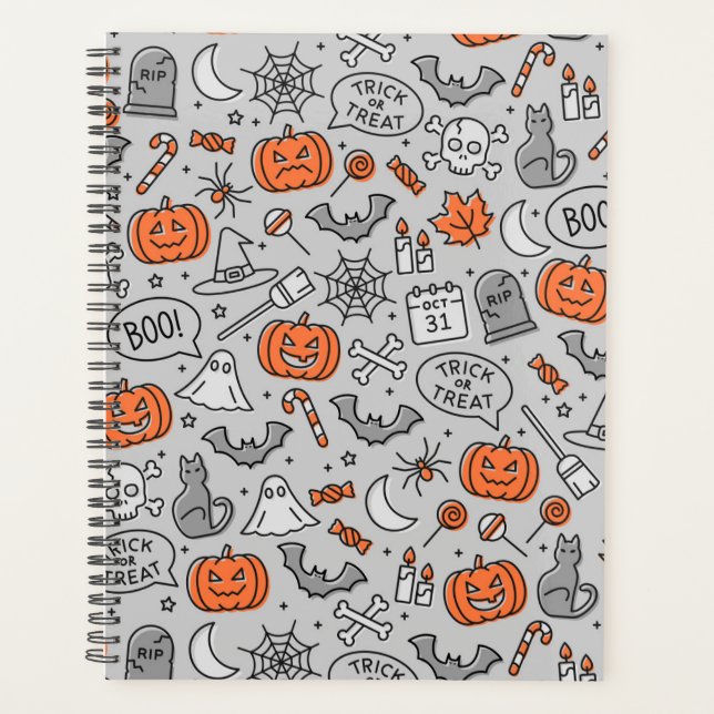 Agenda Patrón de dibujos animados de Halloween para niños (Anverso)