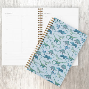 Agenda Patrón de dinosaurio azul