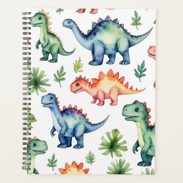 Agenda Patrón de dinosaurios de color acuático moderno li (Anverso)