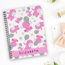 Agenda Patrón De Elefantes Rosa, Estrellas, Tu Nombre