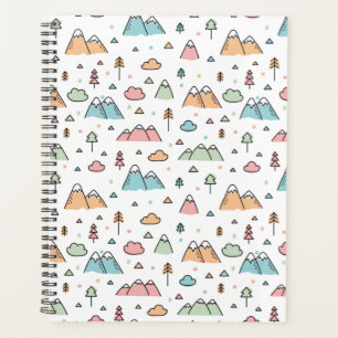 Agenda Patrón de escena de montaña dibujado a mano