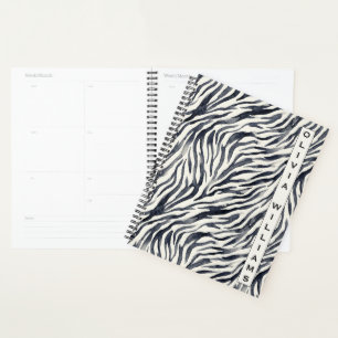 Agenda Patrón de estampado de cebra en negro y blanco
