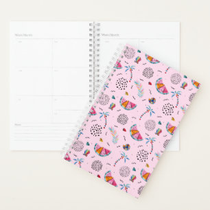 Agenda Patrón de estilo Memphis rosado tropical