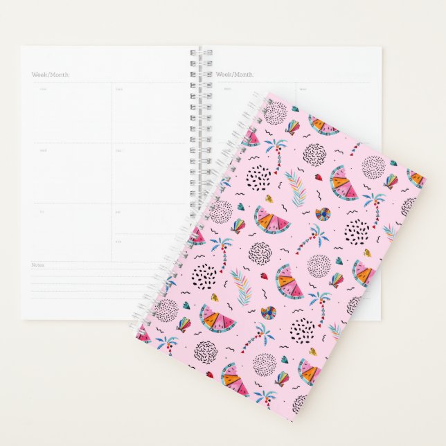Agenda Patrón de estilo Memphis rosado tropical (Demostración)