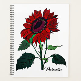 Agenda Patrón de flor de girasol rojo lindo diario blanco