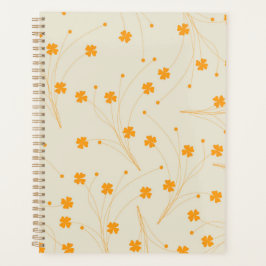 Agenda Patrón de flor del naranja Beige Retro Y2K 70