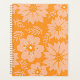 Agenda Patrón de flor del Naranja de Fuzz de color rosa d