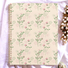 Agenda Patrón de flor del Retro Verde Rosa Y2K 70
