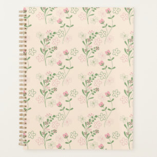 Agenda Patrón de flor del Retro Verde Rosa Y2K 70
