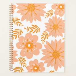 Agenda Patrón de flor naranja difusa de melocotón vintage