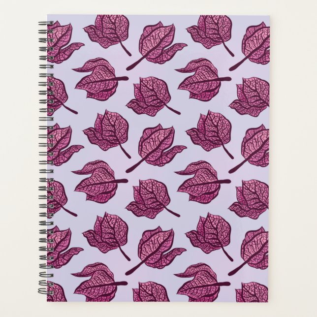 Agenda Patrón de flor Pink Physalis Pastel Botánico (Anverso)