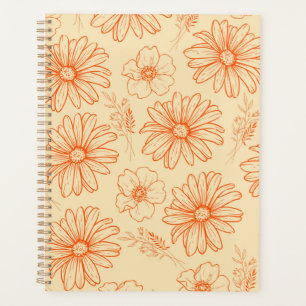 Agenda Patrón de flor Y2K retro naranja