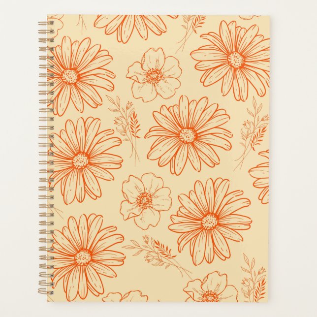 Agenda Patrón de flor Y2K retro naranja (Anverso)