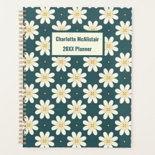 Agenda Patrón de flores blancas y amarillas