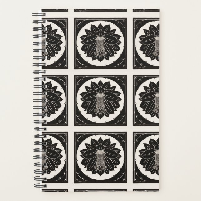 Agenda Patrón de flores blancas y negras Julie de Graag 2 (Anverso)