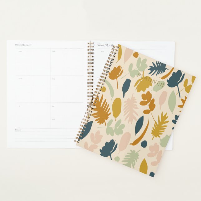 Agenda Patrón de flores de otoño y hojas botánicas (Demostración)