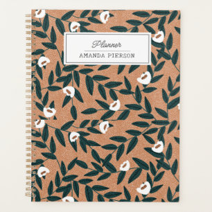 Agenda Patrón de flores naranjas personalizado