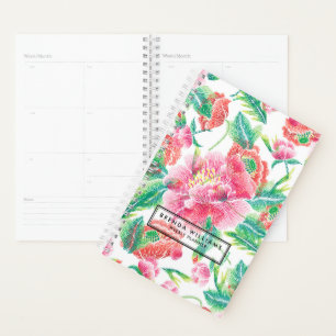 Agenda Patrón de flores rosadas brillantes