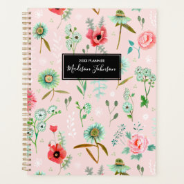 Agenda Patrón de flores salvajes rosadas Boho | Planifica