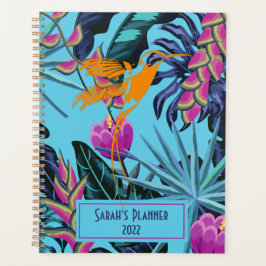 Agenda Patrón de follaje tropical audaz con colibrí
