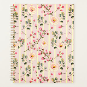 Agenda Patrón de franja floral rosa suave