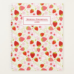 Agenda Patrón de fresa roja personalizado