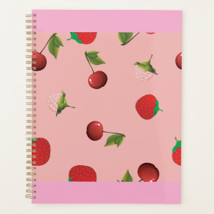 Agenda Patrón de Fresa Roja y Cereza Fruta Rosa