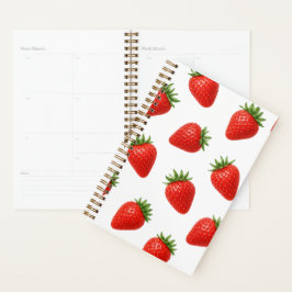 Agenda Patrón de Fresa Sin Costuras Diseño de Fruta Roja