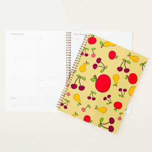 Agenda Patrón de fruta colorido Manzanas y arándanos