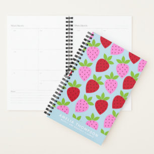 Agenda Patrón de fruta de fresa retro lindo personalizado