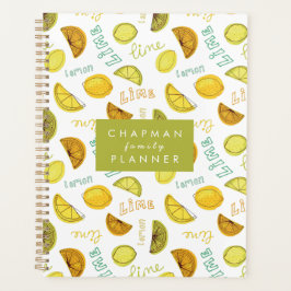 Agenda Patrón de frutas de cítricos limón y limón