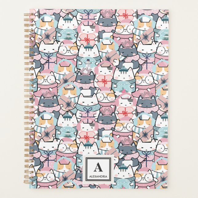 Agenda Patrón de gato Kawaii Cute (3) (Anverso)