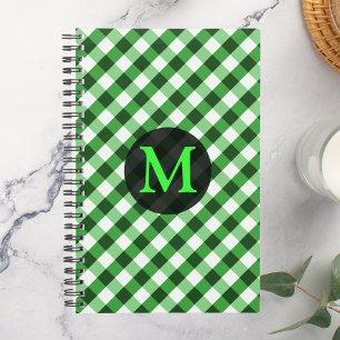 Agenda Patrón de Gingham Verde Bosque Personalizado con M