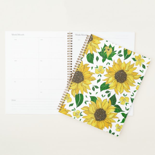 Agenda Patrón de girasol acuarela  (Demostración)