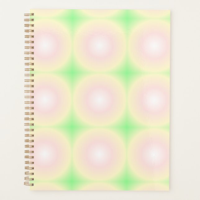 Agenda Patrón de gradiente óptico 3D blanco Rosa verde pá (Anverso)