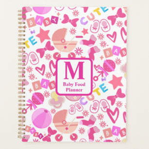 Agenda Patrón de guardería de bebé rosada personalizado
