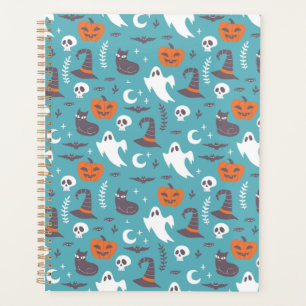 Agenda Patrón de Halloween de dibujos Verde azulados dive