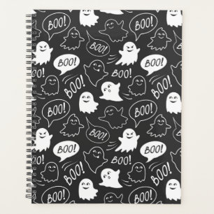 Agenda Patrón de Halloween de Doodle Cute de B&W