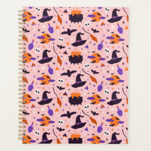 Agenda Patrón de Halloween púrpura y rosa