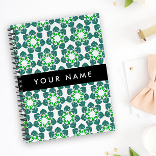 Agenda Patrón de Hoja, Hojas Verdes, Tu Nombre